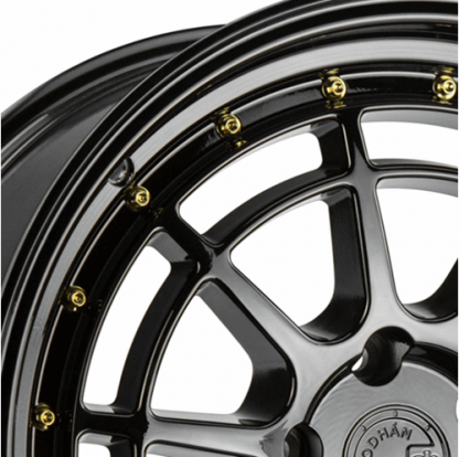 AodHan AH04 18x10.5 +25 5x114.3 (5x4.5) 73.1 | Full Gloss Black with Gold Rivets - Image 2