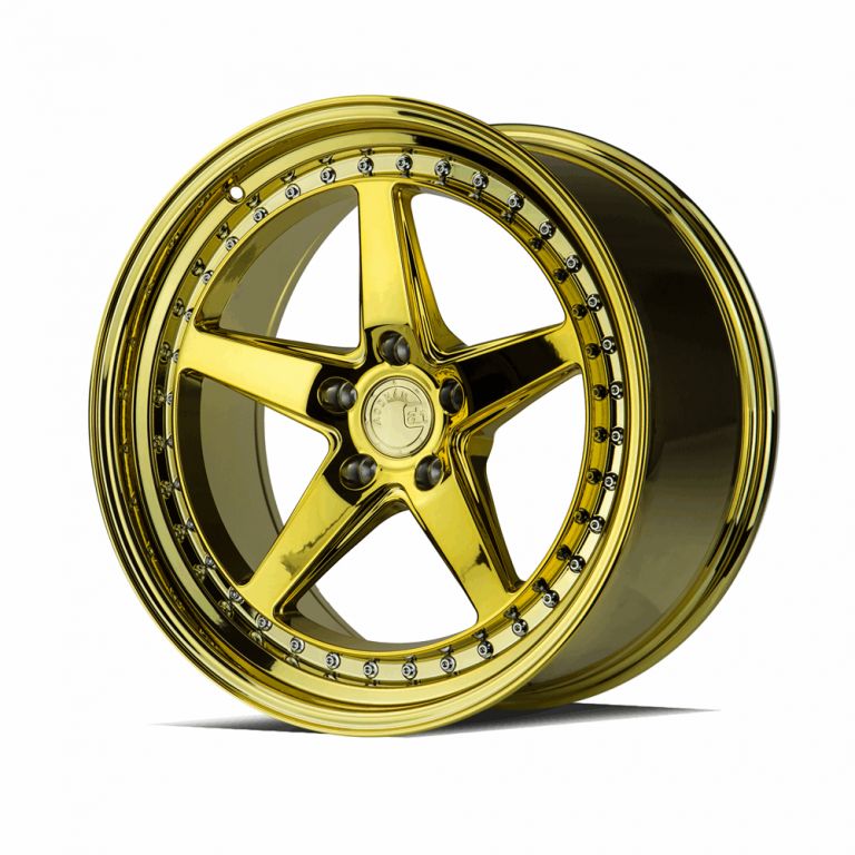 AodHan DS05 18x9.5 +35 5x100 73.1 | Gold Vacuum with Chrome Rivets ...