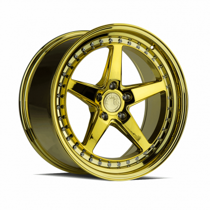 AodHan DS05 19x9.5 +22 5x114.3 (5x4.5) 73.1 | Gold Vacuum with Chrome Rivets