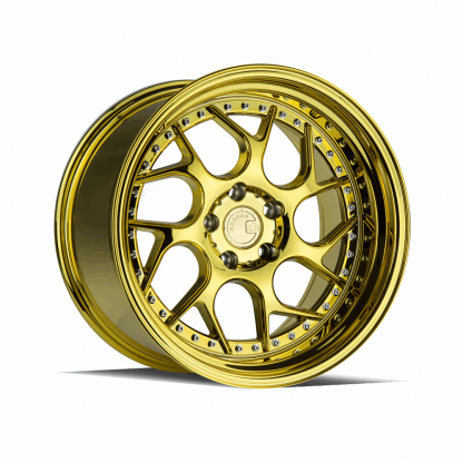 AodHan DS01 19x10.5 +25 5x120 72.6 | Gold Vacuum with Chrome Rivets