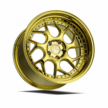 AodHan DS01 19x10.5 +25 5x120 72.6 | Gold Vacuum with Chrome Rivets - Image 2