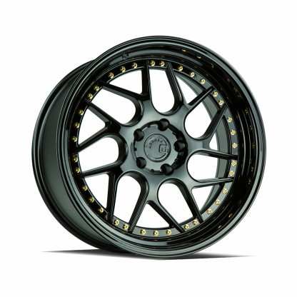 AodHan DS01 19x9.5 +15 5x114.3 (5x4.5) 73.1 | Gloss Black with Gold Rivets