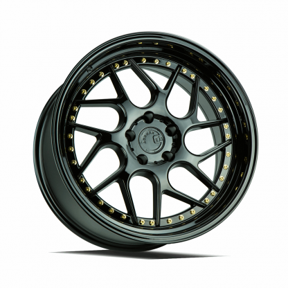 AodHan DS01 19x9.5 +15 5x114.3 (5x4.5) 73.1 | Gloss Black with Gold Rivets - Image 3