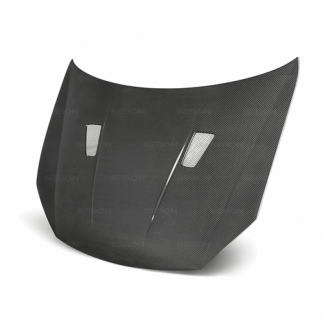 Seibon 10-14 VW Golf/GTI/R 5K/MK6 TM Carbon Fiber Hood w/ Shaved Emblem - HD1011VWGTIB-TM