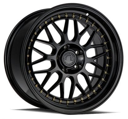 AodHan AH02 19x11 + 15 5x114.3 73.1 | Gloss Black (Gold Rivets)